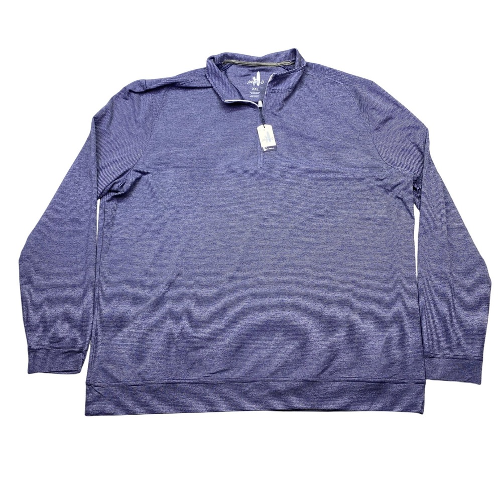 Johnnie-O Vaughn Mens XXL Quarter Zip Pullover Blue Striped Twilight San Jose CC